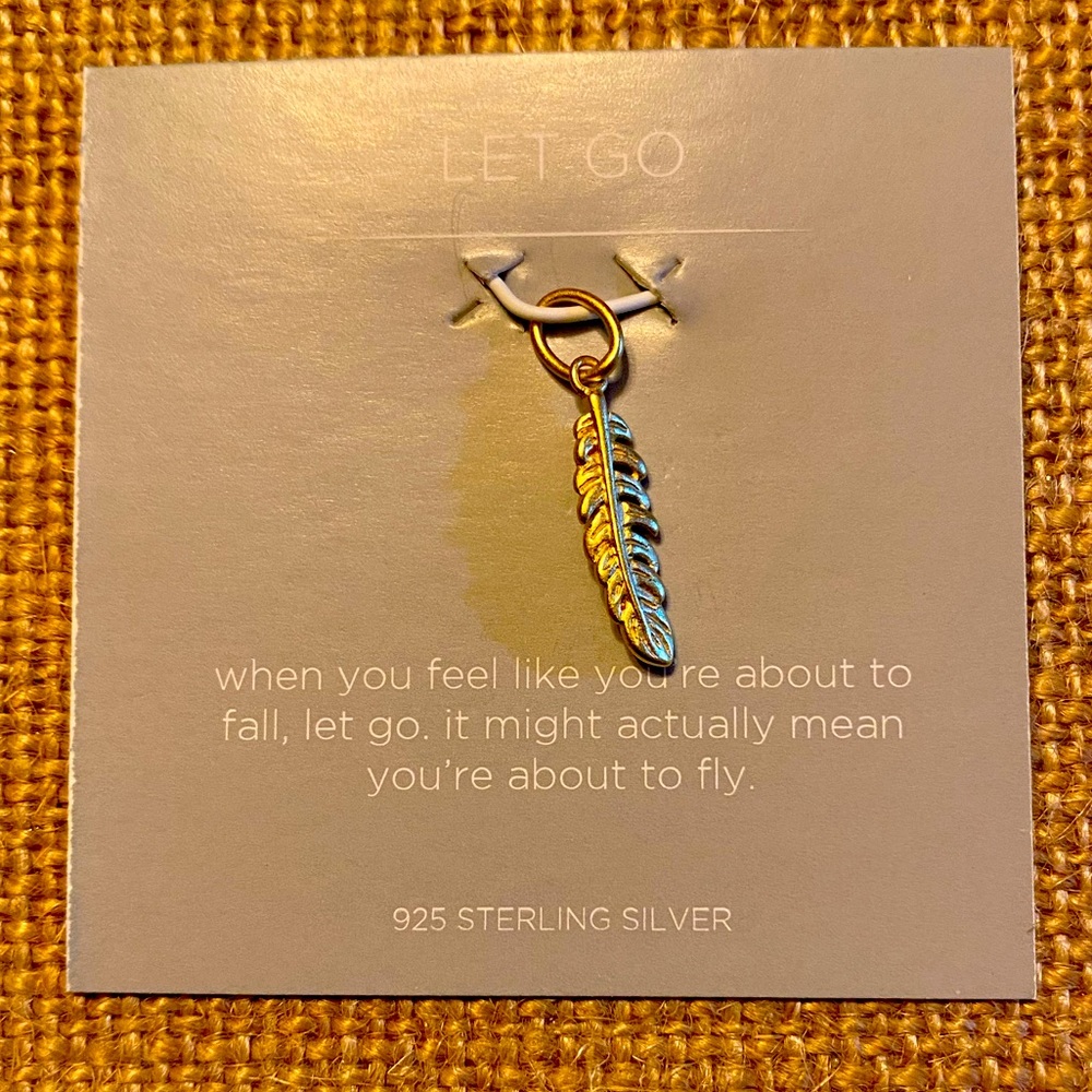 Origami Owl "let go" core feather charm gold
